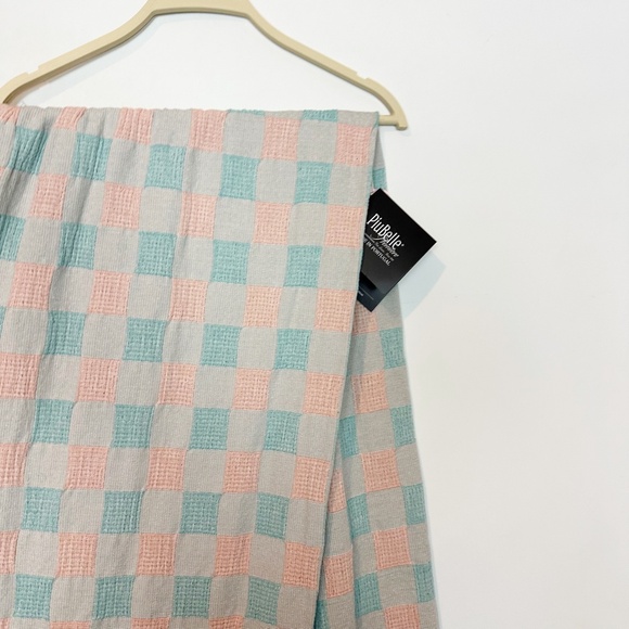 Piubelle Woven Reversible Checked Cotton Throw Blanket - Picture 5 of 8
